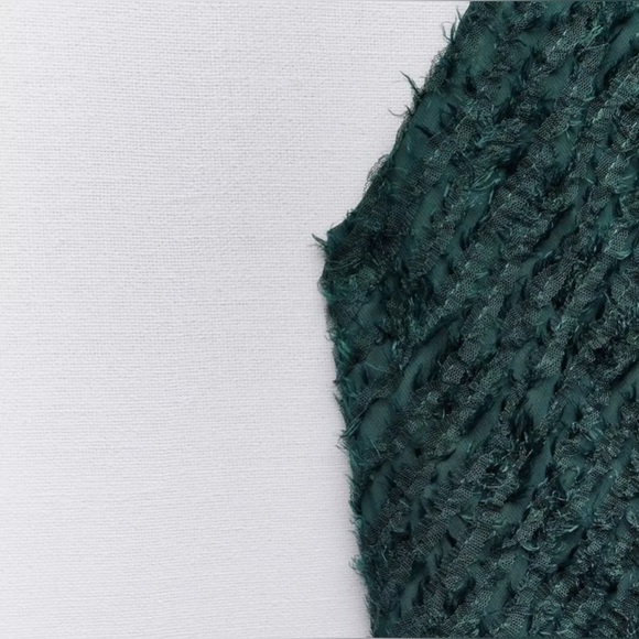 Zara HALTER DRESS WITH FRINGE. Bottle Green. Size S. New with Tags. - Picture 9 of 12